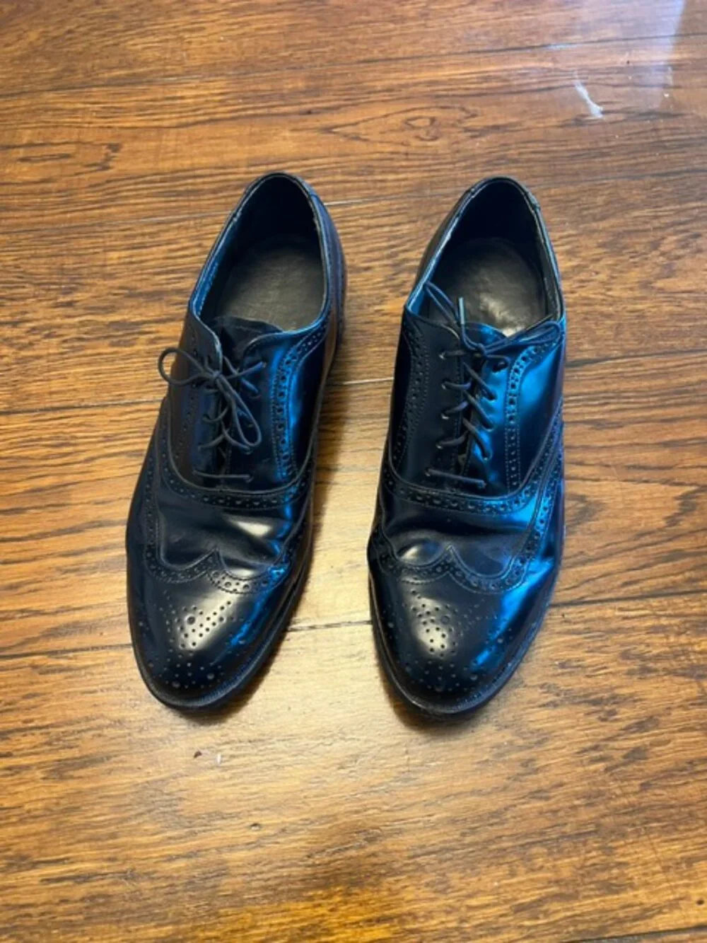 Men's Florsheim Leather Dress Shoe, Size 8W, Black, Lace up Good Con